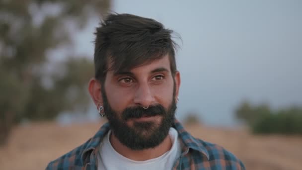 Portrait of a confident bearded smiling — Wideo stockowe