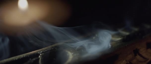 White smoke of incense slowly burning — Stock Video