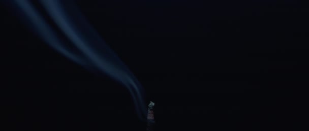 Seidiger Rauch steigt aus einem Räucherstäbchen auf — Stockvideo