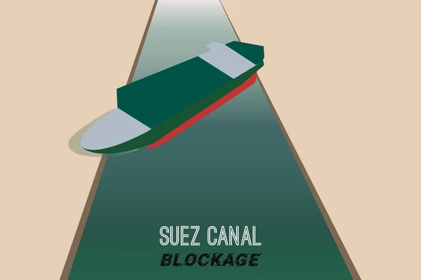 Illustrationskonzept Des Maritimen Staus Containerschiffe Liefen Auf Grund Und Steckten — Stockvektor