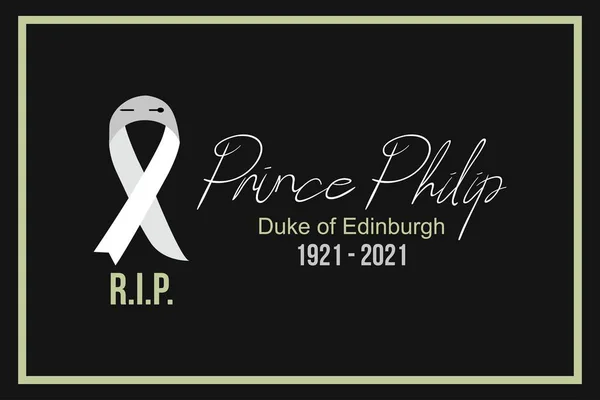 London Storbritannien April 2021 Redaktionellt Vektorplatt Porträtt Prins Philip Mountbatten — Stock vektor