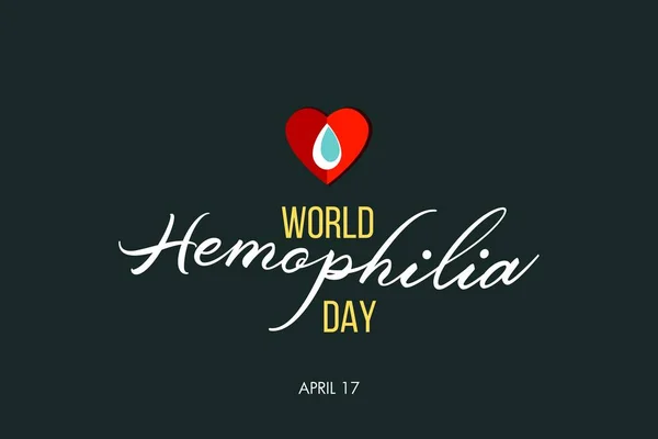 Всесвітній День Гемофілії Червоне Серце Біла Крапля Крові Темному Тлі — стоковий вектор