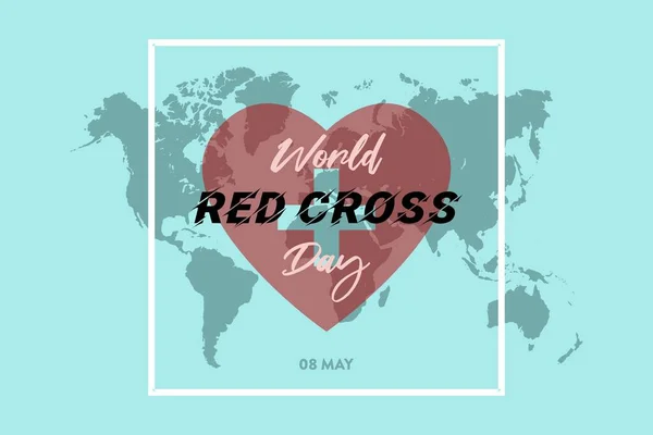Bangladesh May 2021 World Red Cross Day Heart World Map — стоковий вектор
