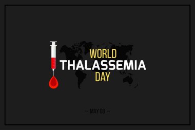 Dünya Thalassemia Günü vektör arkaplanı. Thalassemias düşük hemoglobin üretimiyle karakterize kan bozukluklarıdır.