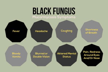Black Fungus disease mucormycosis symptoms infographics vector illustration design 