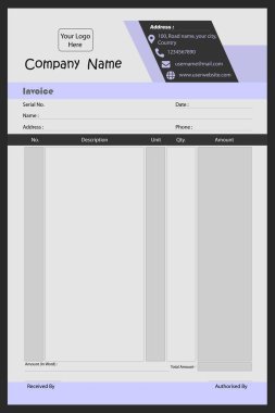 İş Belgesi için Fatura Vektörü Tasarımı