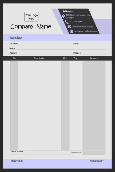 Rechnungsvektordesign Für Geschäftsdokumente — Stockvektor