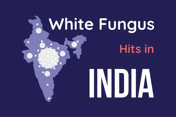 White Fungus Bate Índia Símbolo Fungo Branco Mapa Indiano Fundo — Vetor de Stock