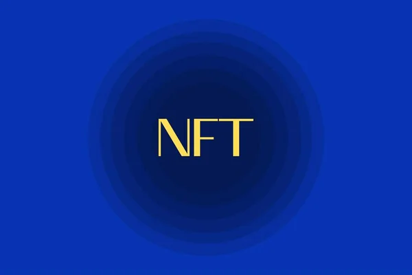 Nft Texto Token Não Fungível Centro Espiral Pontos Brilhantes Fundo — Vetor de Stock