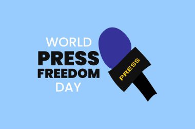 Mikrofon sembollü Dünya Basın Özgürlüğü Günü tipografi metni