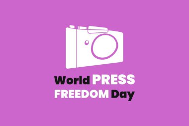 Dünya Basın Özgürlüğü Günü tipografi vektör çizimi. Kamera işareti. Gazetecilik kavramı.