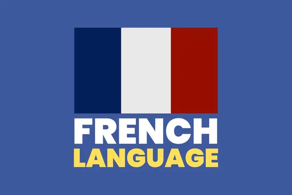 Franska Språket Typografi Med Frankrike Nationell Flagga — Stock vektor