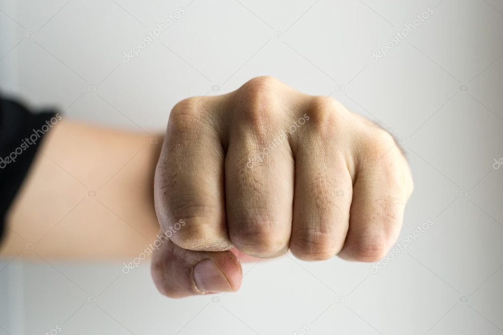 Clenched White Male Fist Boxing