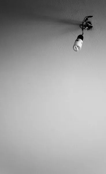 Naked Lightbulb on Ceiling Monochrome — Stock Photo, Image