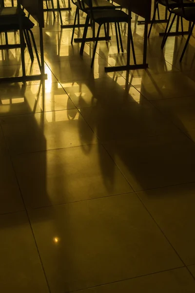 Rows of Empty Conference Chairs and Shadows Yellow — Stock Photo, Image