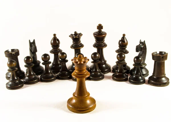 Chess The Queen Faces an Army — Stock Photo, Image