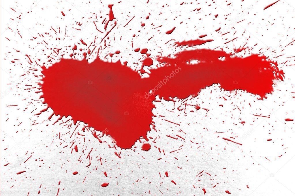 Blood splat on white