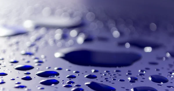 Water Drops on Blue Car Metal — Stock Photo, Image