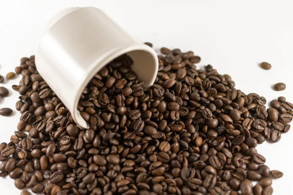 白い背景の上の緩いコーヒー豆 — ストック写真