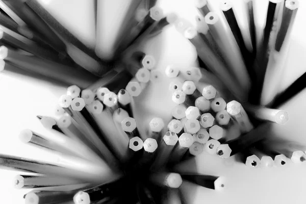 Multicolored Pencils in Closeup in Black and White — Stock Photo, Image