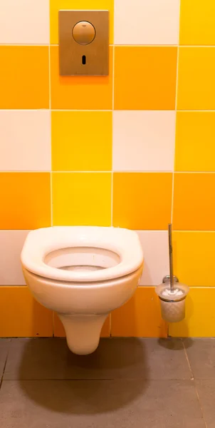 Orange Tiled Toilet and Brush — Stock Photo, Image