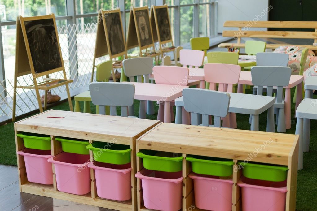Empty Kids Kindergarten And Chairs Stock Photo C Johndwilliamsuk