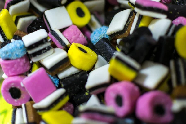 Closeup Macro of Assorted Liquorice Sweets — Stock Photo, Image