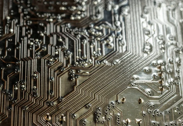 Macro à gros plan d'un panneau de circuits imprimés d'ordinateur — Photo