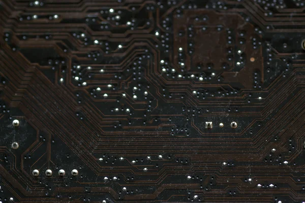 计算机 Pcb 板的特写宏 — 图库照片