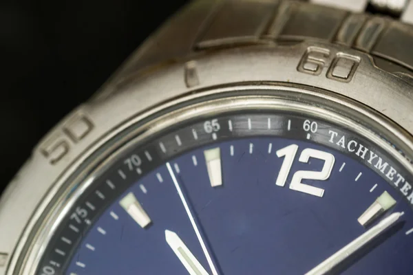 Macro closeup of a silver watch face — Stock Photo, Image