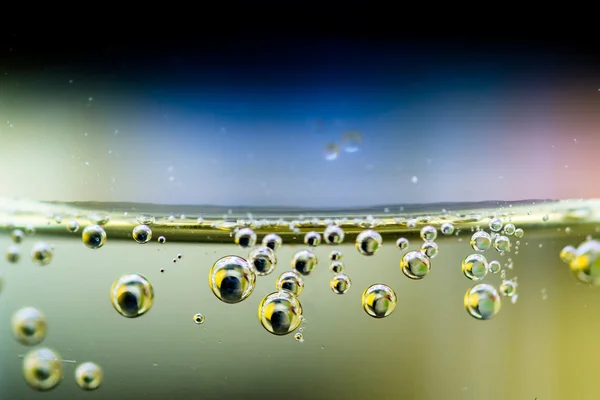 Csillogó szénsavas buborékok makró képe — Stock Fotó