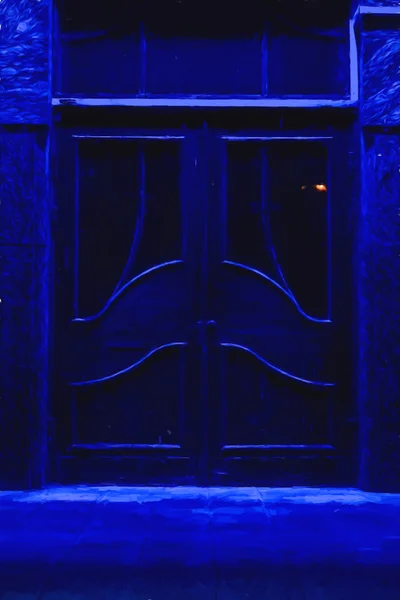 Bright Blue Lit Doorway — Stock Photo, Image