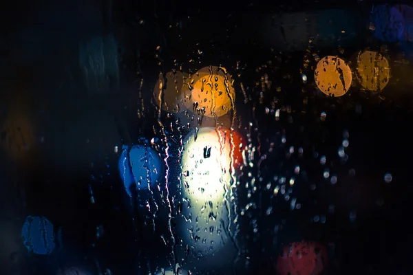 Car Headlights and Streetlights in Rain — Stock Photo, Image