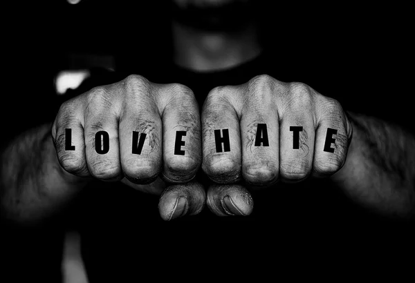 Thugs Love and Hate Tattoo Fists — Stock Photo, Image