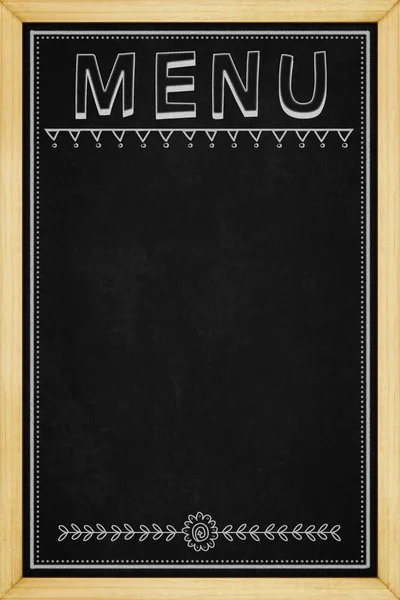 Menu Sign Blackboard Wooden Frame Background Texture Copy Space — Stock Photo, Image