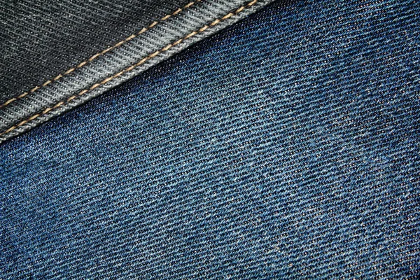 Blaue Und Graue Jeans Textur Hintergrund Mit Nähten Nahaufnahme Ausgewählter — Stockfoto