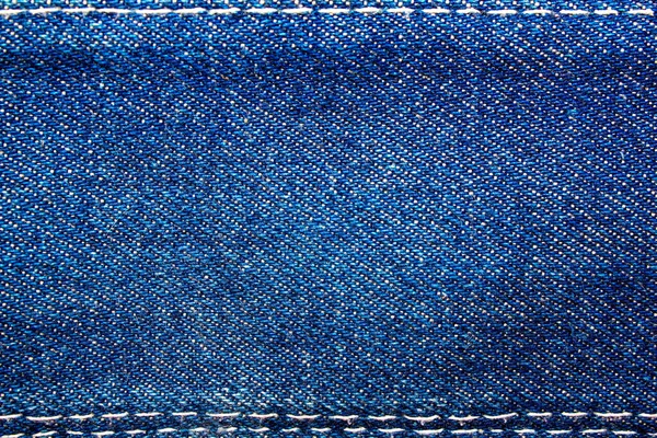 Blå Denim Jeans Textur Bakgrund Med Sömmar Närbild Välj Fokus — Stockfoto