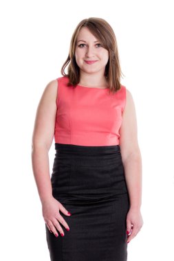 Beyaz arka plan üzerinde Avrupa esmer kız