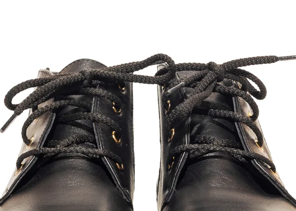 Women's autumn boots black, isolated white background — Stock Photo, Image