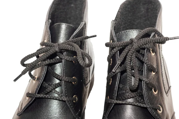 Dámské podzimní boty černé, izolované bílé pozadí — Stock fotografie