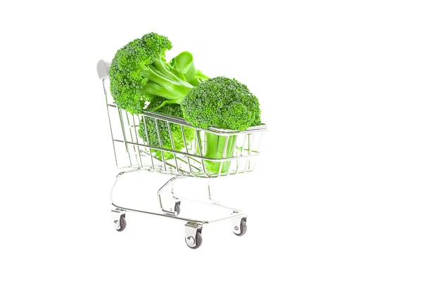 Broccoli Trolley White Background Broccoli Isolate — Stock Photo, Image