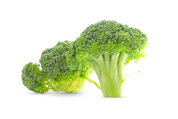 Two Inflorescences Broccoli White Background Broccoli Isolate — Stock Photo, Image
