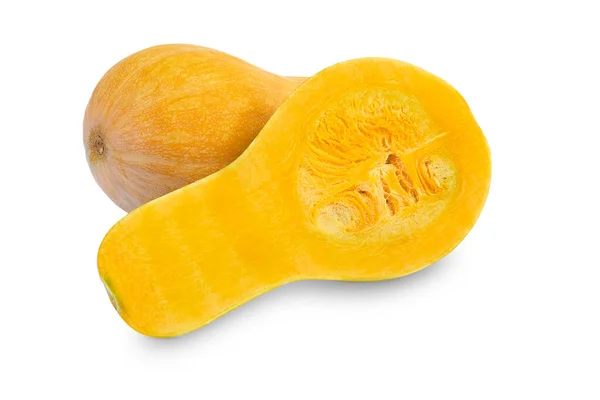 Butternut squash isolate, ripe pumpkin on white background