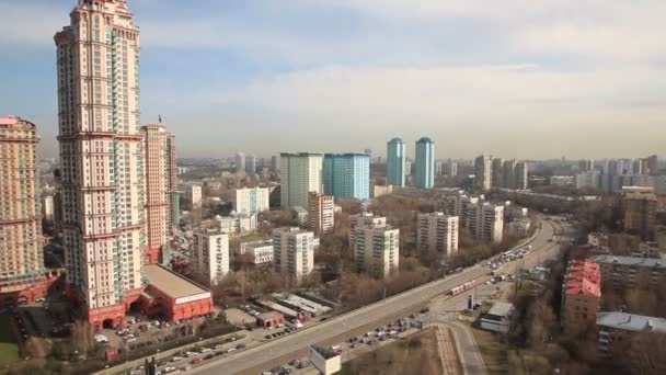Авиационная панорама Москвы — стоковое видео