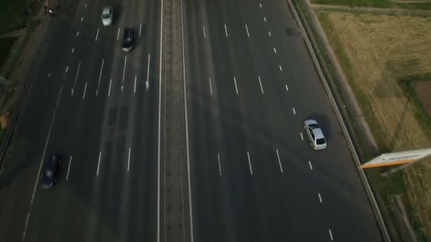 Aerial view of highway interchange in Moscow city — Stock Video