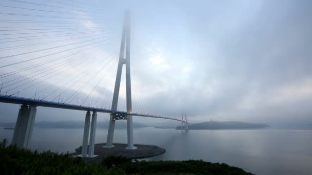 Zeitrahmen der Brücke Russki durch die Meerenge des östlichen Bosporus — Stockvideo
