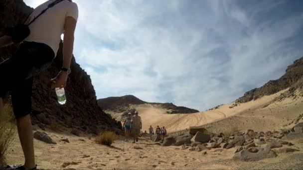 DESERT, EGYPT - OCT 2015: Tourists walk through the desert — Stock Video