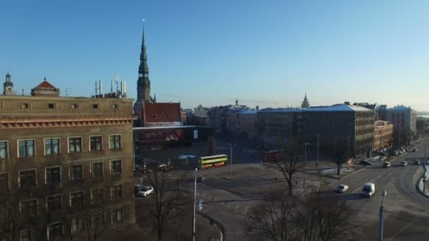 Letecký pohled na staré město 1 Riga — Stock video