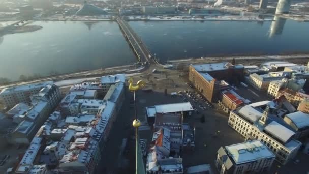 Aerial view over the Old Riga City — Stock Video