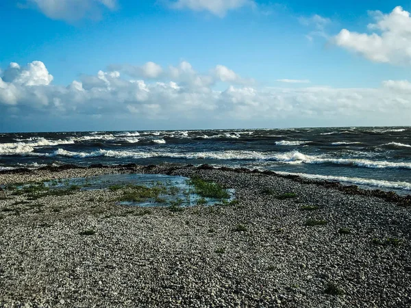 Mar Agitado Estónia Uma Tempestade Mar Ondas Água Linha Costeira — Fotografia de Stock